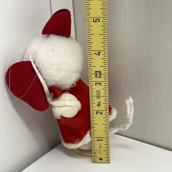 Vintage Christmas White Red Flocked Felt Mouse Mice Tree Ornaments Made in Japan - Picture 8 of 16